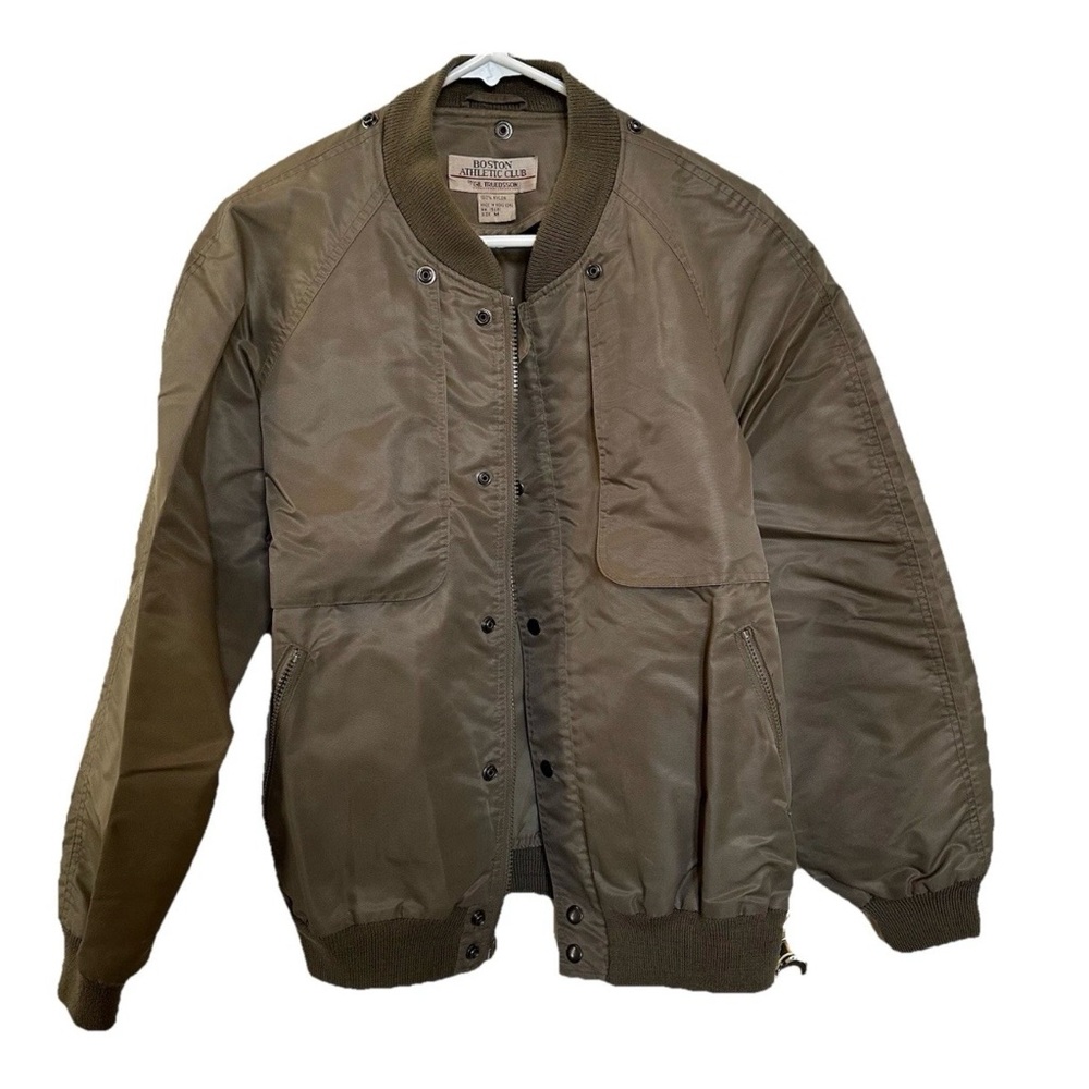 80s VTG Boston Athletics Brown Nylon Bomber Jacket-Mens M-Minimalist Lightweight
